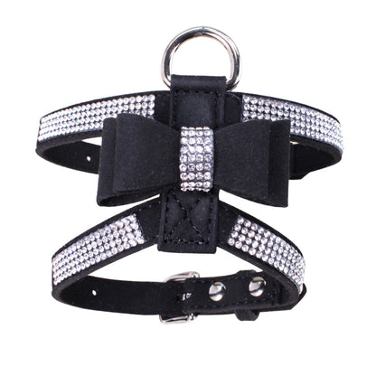 Shiny Rhinestone Anti-strike-off Pet Chest Strap Leash Girl Pup Boutique