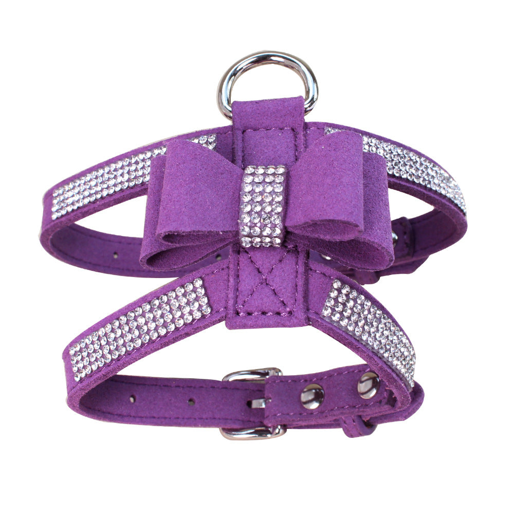 Shiny Rhinestone Anti-strike-off Pet Chest Strap Leash Girl Pup Boutique