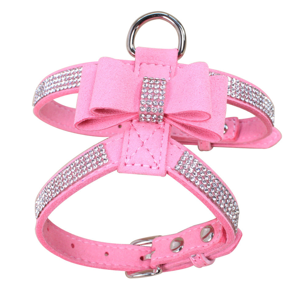 Shiny Rhinestone Anti-strike-off Pet Chest Strap Leash Girl Pup Boutique