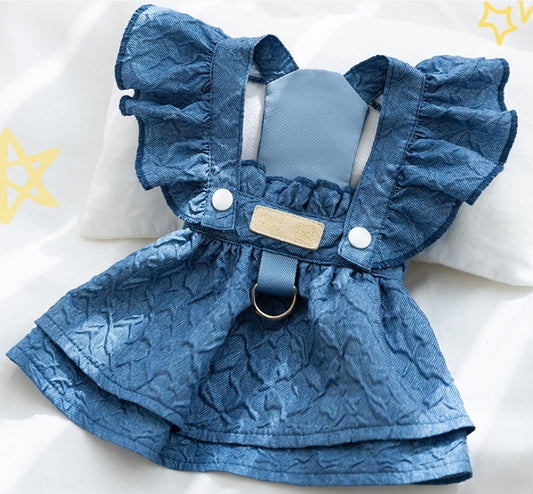 Classic Denim Ruffle Dog Dress